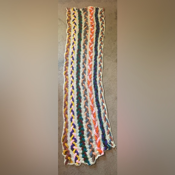 Crochet Multicolor Hand Made Bed Runner/ Foot Warmer/ Table Runner 23” X 73” - Picture 4 of 14